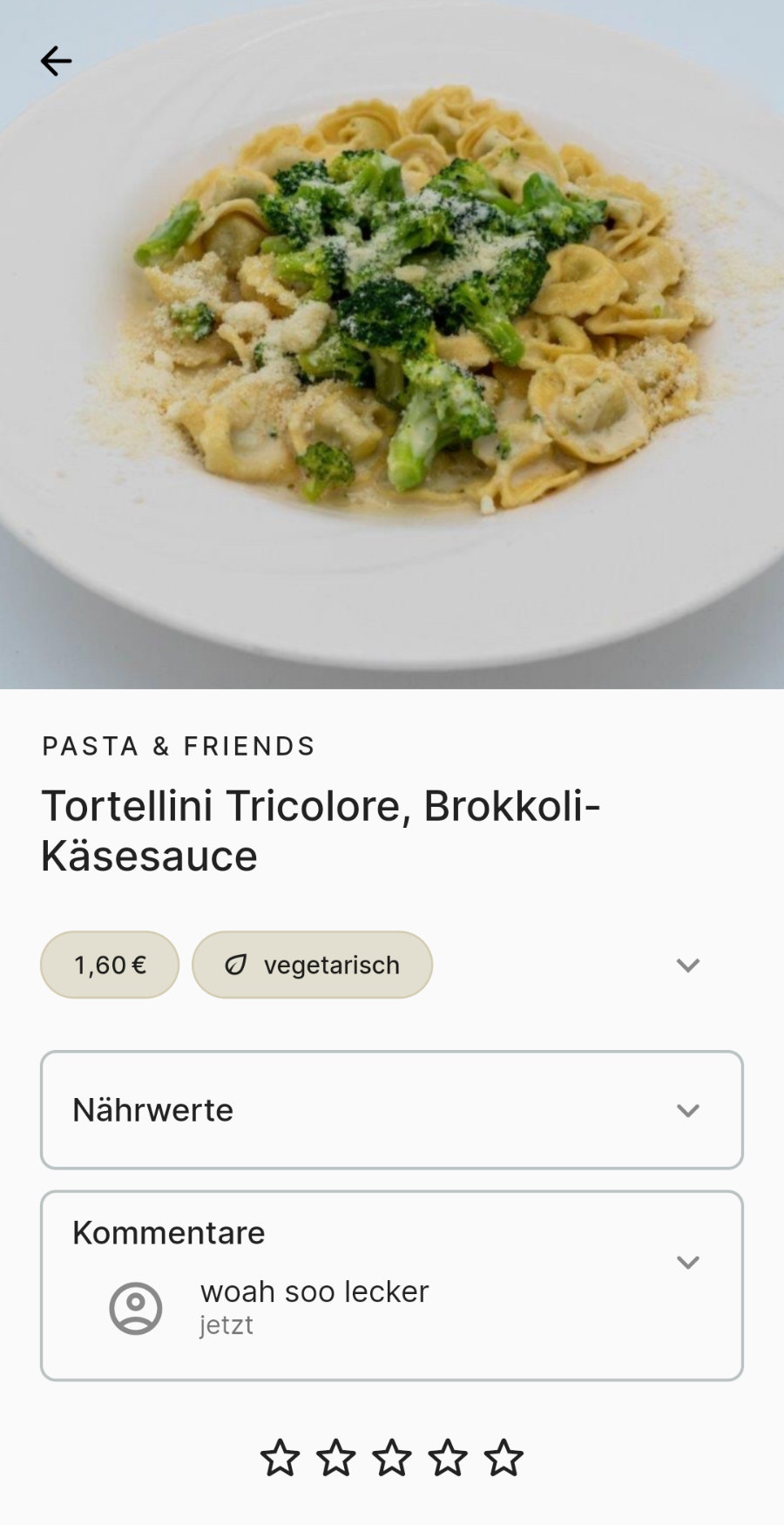 meal app screen